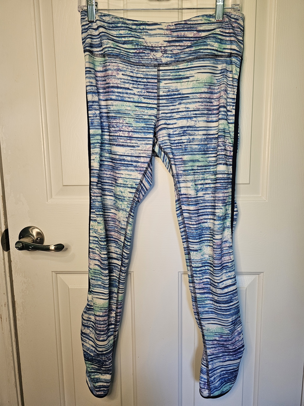 RBX Blue Striped Active Leggings Women's Size M